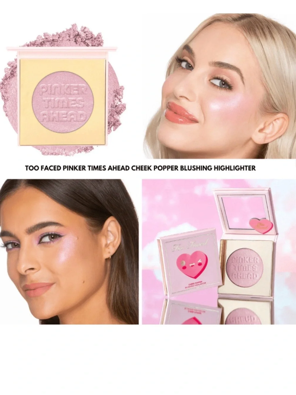 Too Faced Pinker Times Ahead Shimmering Pink Highlighter NWOBox